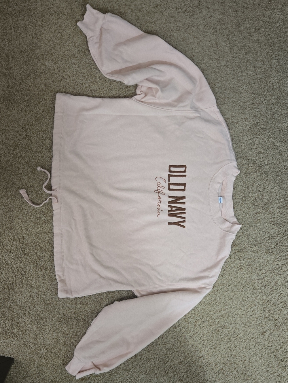Old Navy Light Pink Crewneck Sweatshirt with Brown Logo Size Large